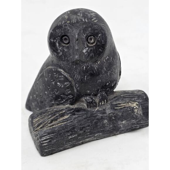 Wolf Original Soapstone Carving Owl On A Branch- Made In Canada - Picture 1 of 8